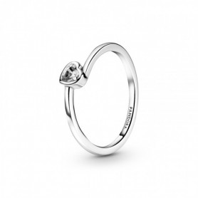 Anel PANDORA Clear Tilted Heart Solitaire - 199267C02
