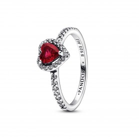 Anel PANDORA Sparkling Red Elevated Heart - 198421C02
